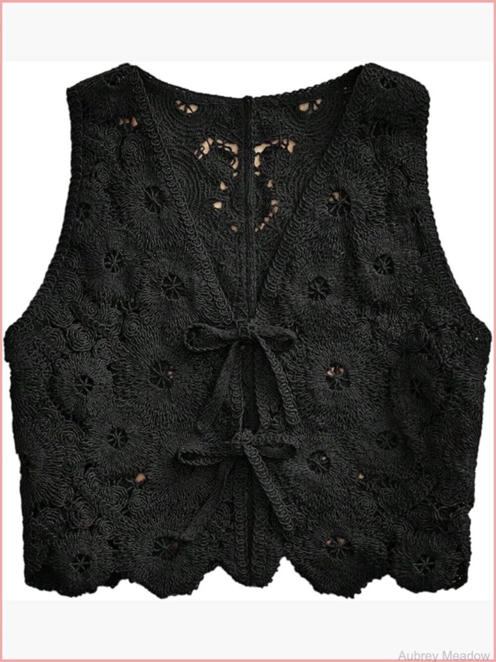 Women's Tie Front Sleeveless Crop Knit Vest Cardigan